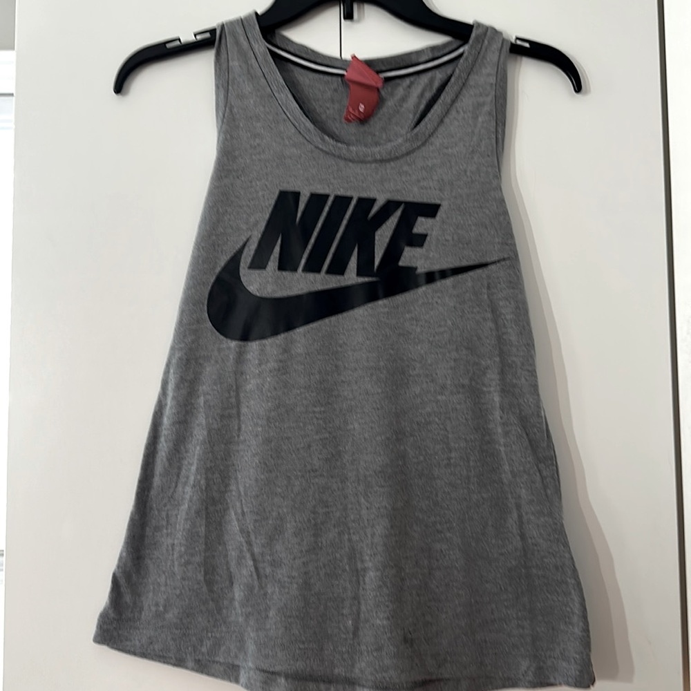 Nike gray with black Nike swoosh gym tank top